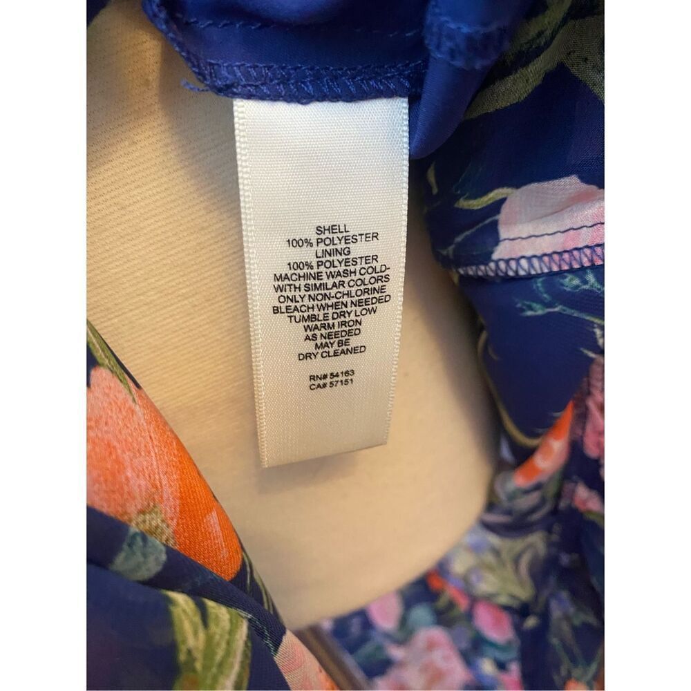 Eliza J Chiffon Chiffon Floral-Print Faux-Wrap Tiered Maxi Dress NEW Size 4 Blue - Picture 9 of 12